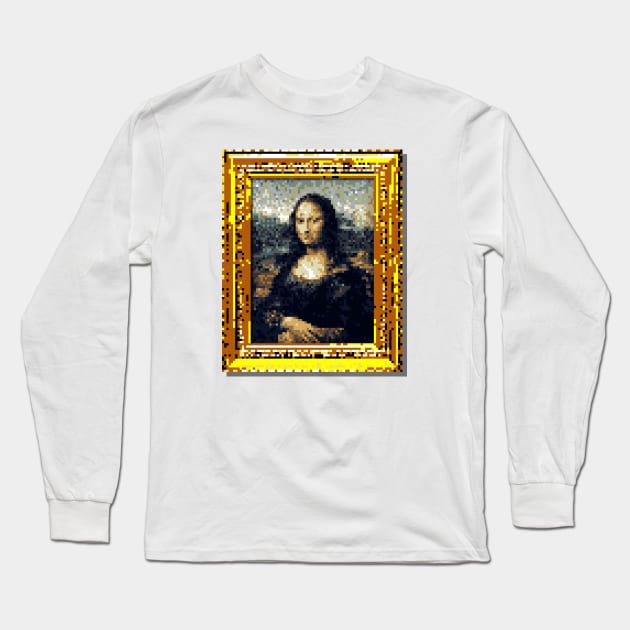 8-Bit Mona Lisa Long Sleeve T-Shirt by GrumpyVulcan